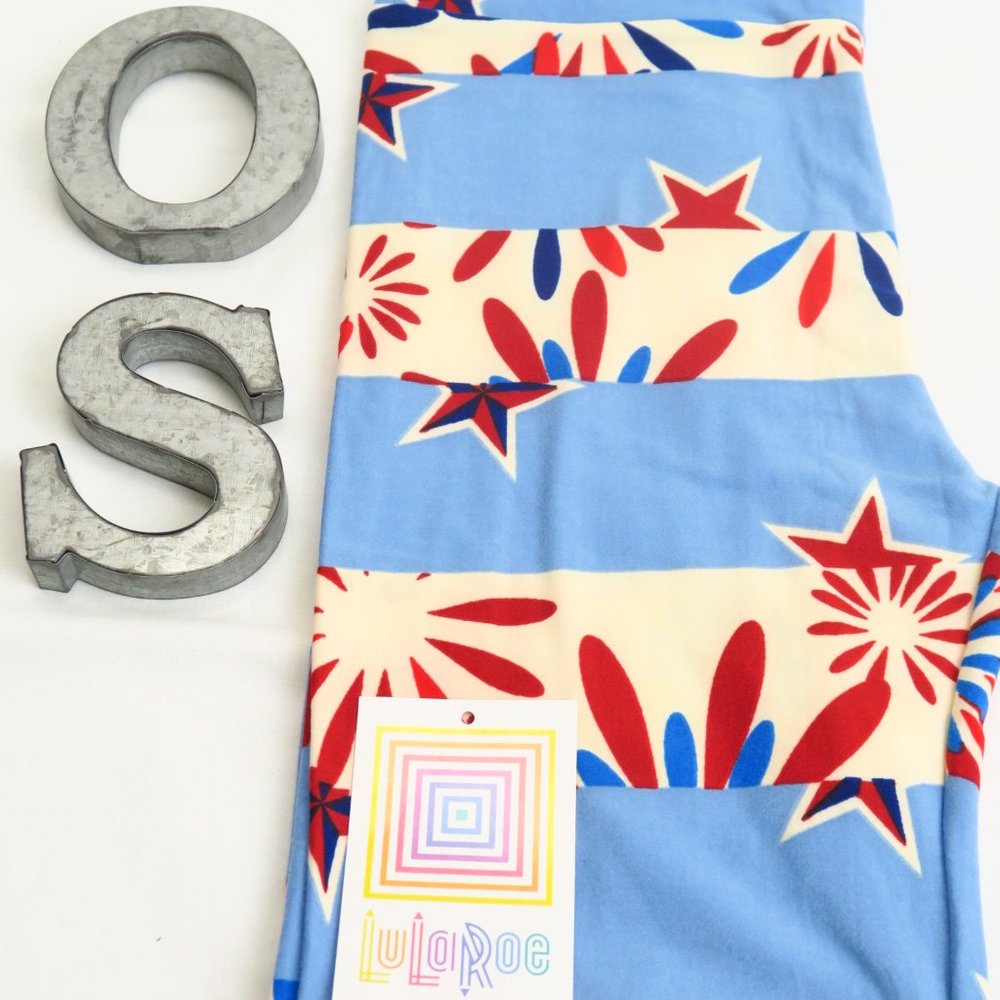 NWT LuLaRoe Leggings One Size July 4th Fireworks